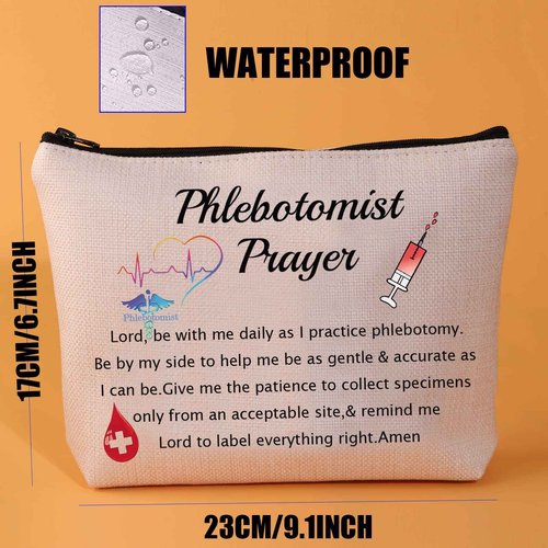 JYTAPP Phlebotomist Prayer Cosmetic Makeup Bag for Women Nurse Lab Gifts Waterproof Polyester Toiletry Makeup