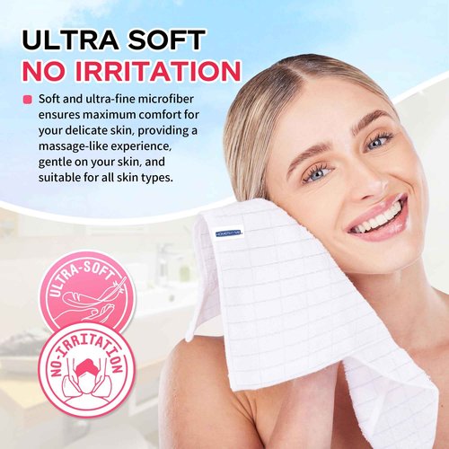 HOMERHYME White Washcloths, 24 Pack Microfiber Face Cloths, Soft Bulk Fingertip Towels, Lint Free Quick Dry Absorbent Reusable Multi-Purpose Face Wash Cloth for Bathroom, Kitchen, Spa, Gym