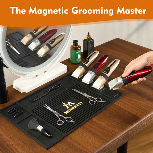 MoyRetty Magnetic Barber Organizer Mat for Clippers Barber Shop Salon Anti-Slip Silicone Pad Rubber Heat-Resistant, for Heavy Clippers and Trimmers (Style 2)