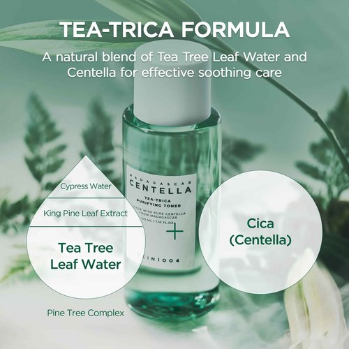 SKIN1004 Tea-Trica Purifying Toner 7.10 fl.oz, 210ml, Korean Face Toner with Tea Tree Leaf Water, Centella Asiatica & BHA, Hydrating Cica Facial Toner for Refreshing & Balancing Skin, Korean Skin Care