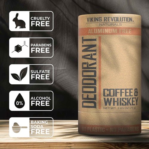 Viking Revolution Beard Wash and Beard Conditioner for Men + Coffee-Whiskey Deodorant for Men - With Argan Oil and Jojoba Oil, Beard Softener and Strengthener Beard Care - Deodorant Men Aluminum Free