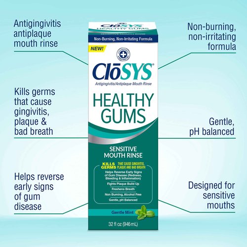 CloSYS Healthy Gums Oral Rinse Mouthwash - 32 Fl Oz & Healthy Teeth Oral Rinse Mouthwash - 32 Fl Oz