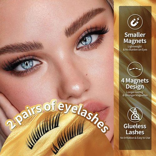 magnetic eyelashes,3pairs,3styles,magnetic eyelashes with applicator,natural look,wispy,butterfly,No glue needed,Reusable,Waterproof Easy to apply