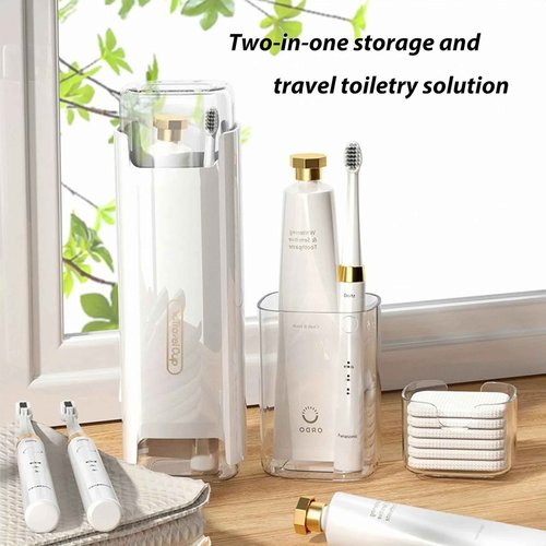 YKuzLx Toothbrush Travel Case, Travel Toothbrush Holder with Toothbrush Head Cover Cap for Travel, Business Trip, School, Camping, Home - White