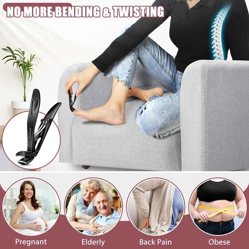Nail Clippers for Men Thick Nails, Toenail Clippers with Wide Jaw for Thick Toenails, Angled Large Mess Free Toe Nail Clippers with Catcher, Heavy Duty Fingernail Clipper Cutter for Seniors