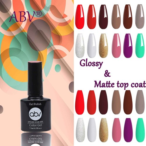 ABV Gel Nail Polish Kit with UV Light 48W LED Nail Lamp 12 Colors Gel Nail Polish Kit, Soak Off Base and Top Coat, Nail Tools, Nail Art Starter Kit Salon DIY Home Gift for Women
