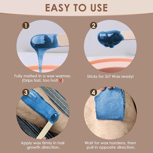 KOTAMU Wax Beads, 2.5lb Hard Wax for Bikini Brazilian Sensitive Skin Facial Leg Body Waxing, Professional Waxing Beads Target Coarse Hair Removal, Blue Wax Beans for Women Men at Home & Salon Use