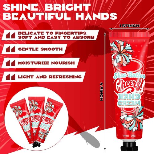 Dansib 24 Pcs Cheer Team Homecoming Gifts Bulk Hand Cream Lotion Cheerleader Goodie Bag Stuffers Cheerleading Party Favors for Women Football Basketball Season Senior Night Items(Red)