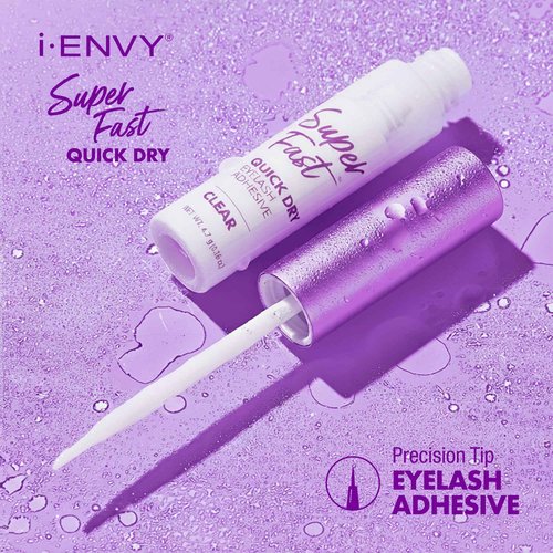 i-ENVY Super Fast Quick Dry Clear & Super Strong Hold Black Eyelash Adhesive (2 Pack), Long Lasting Strip Lash Glue for Eyelash Extensions, Easy to Apply Brush-On Glue Set, Latex & Formaldehyde Free