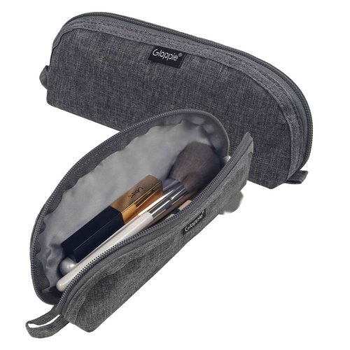 Gloppie Portable Makeup Brush Bag - Compact and Durable Small Cosmetic Case for Daily and Travel Use, Grey