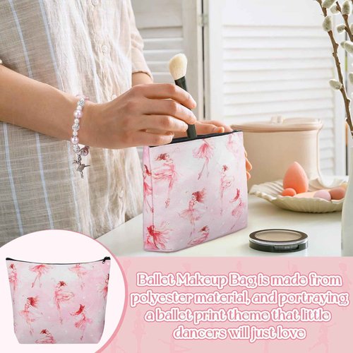 Teenyyou 6 Pcs Ballerina Recital Dance Gifts for Girls Glitter Pink Bracelet Pom Pom Keychain Makeup Bag Socks Funny Mug Stuff for the World International Dance Day for Daughter Granddaughter Friends