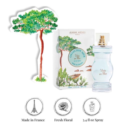 Jeanne Arthes, FRENCH WAY OF LIFE, Collection Azur, Virée en mer Eau de Parfum, Spray perfume for women, Fresh & Floral, Notes of Lemon Zest, Lily of the Valley, Peach, Made in France, 3.38 Fl.oz
