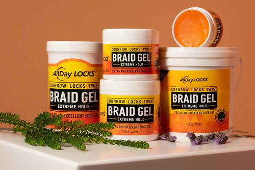 AllDay Locks Braid Gel (Jar) | Extreme Hold, High Shine | Frizz & Flake-Free Edge Control | Tea Tree, Lavender, Peppermint Oil | Slick & Style Braids, Locks, Twists, Cornrows | 32 oz