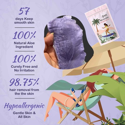 Ajoura Hard Wax Beads 2-Pack:Cream & Lavender Wax for Coarse Hair Removal -1lb each