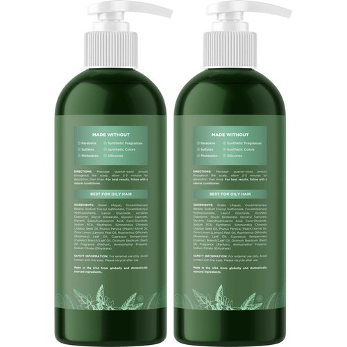 Clarifying Shampoo for Oily Hair and Scalp - Deep Cleansing Shampoo Build Up Remover with Rosemary Oil - Degrease Shampoo for Greasy Hair & Scalp - Vegan Color Safe Sulfate & Paraben Free (2 Pack)