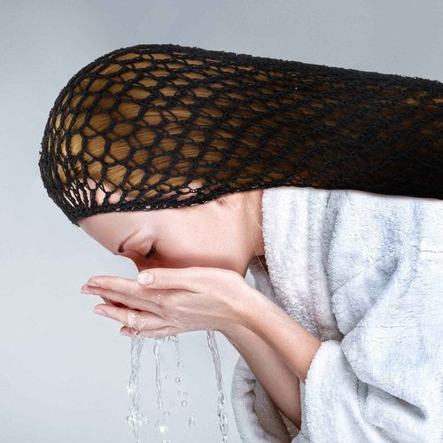Waydress 3 Pcs Mesh Crochet Hair Nets Rayon Knit Snood Hat Cover 20 Inch Crocheted Sleeping Cap for Women Long Curly Hair(Black, Gray, Sapphire)