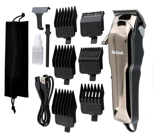 Barbasol Rechargeable Hair Clippers, Professional & Home Haircut Clippers for Men, Rust-Free Low-Heat Ceramic Blades, 6 Clipper Guard Combs, Adjustable Taper, LCD Display, Black