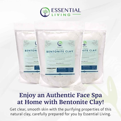 Essential Living: Bentonite Clay Powder - All-Natural DIY Skin Care Facial Mask for Deep Cleansing, Acne and Chapped Skin - 2 lbs. - Suitable for All Skin Types - No Additives - Cosmetic Grade