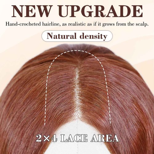 NAYOO Long Auburn Wavy Wig for Women 26 Inch Middle Part Lace Hairline Curly Wavy Wig Natural Looking Synthetic Heat Resistant Fiber Wig for Daily Party Use