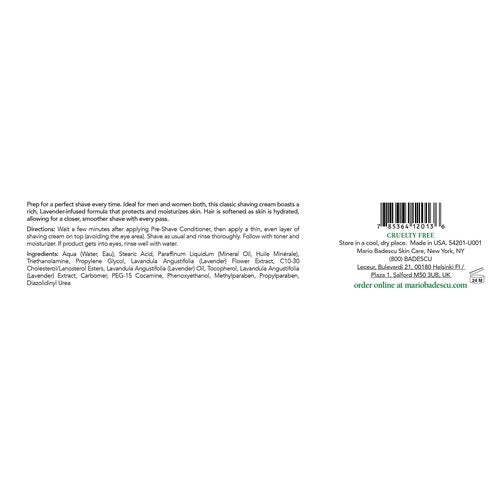 Mario Badescu Shaving Cream for Women and Men - Classic, Unisex Non-Foaming Shave Cream Formula Infused with Lavender Oil and Vitamin E - Helps Prep, Protect and Moisturize for a Closer Shave, 8 Oz