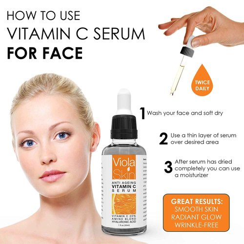 ViolaSkin Vitamin C Serum - Anti Ageing, Hydrating & Brightening Serum for Face with Hyaluronic Acid - Uniquely Designed Day & Night Serum