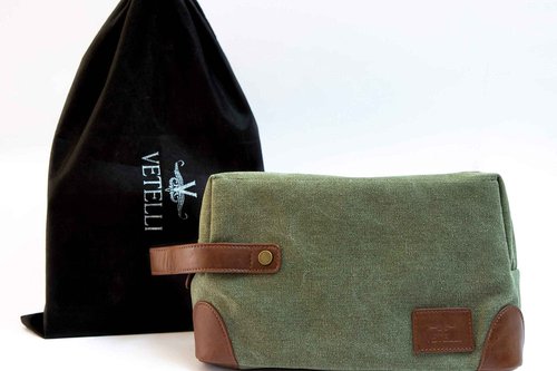 Vetelli Vintage Canvas Toiletry Bags, Travel In Style, Waterproof Canvas Dopp Kits, Durable (Marco) (Green)