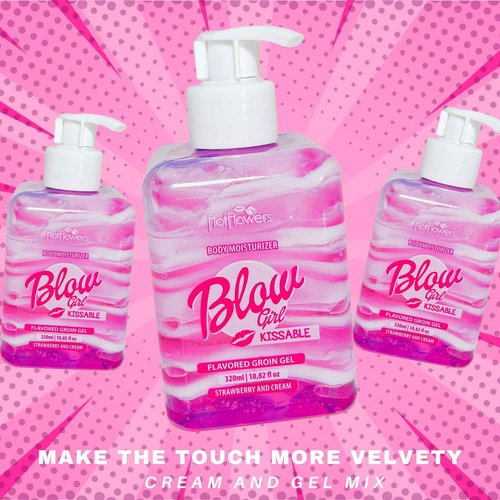 HOT FLOWERS Blow Girl Lickable Moisturizing Lotion โ Strawberry & Cream Flavored Body Moisturizer โ Softens & Hydrates Skin โ 320ml (10.82 fl oz)