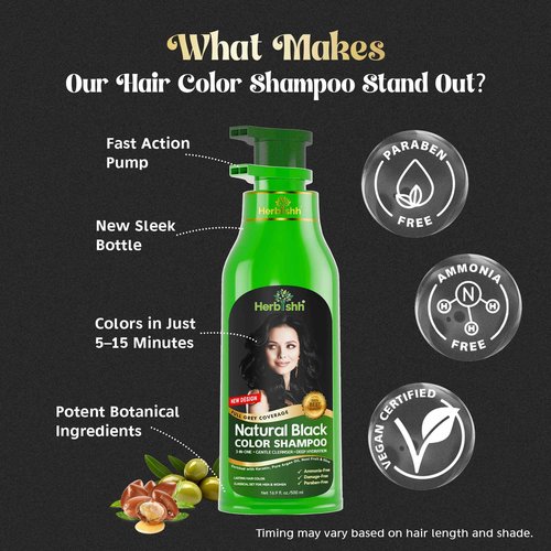 Herbishh Combo Hair Color Shampoo Black 500ml + Herbishh Argan Hair Mask 250gm