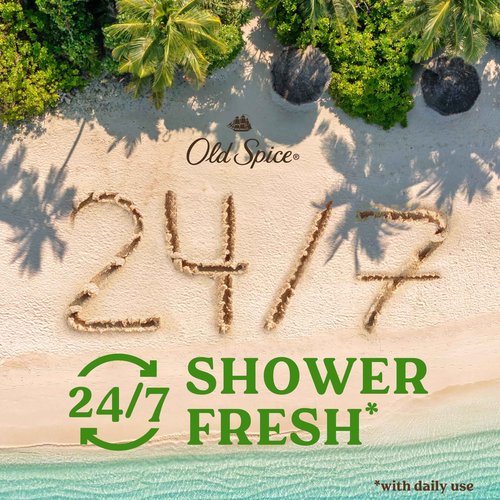 Old Spice Cleansing Body Wash for Men, 24/7 Shower Fresh with Lasting Scent, Cleanse & Refresh, Gentle on Skin, Vitamin B3, Fiji with Palm Tree + Coconut Scent, 18 oz (Pack of 4)
