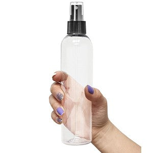 8 oz Clear Plastic Spray Bottle with Black Fine Mist Sprayer for Personal Care and Cleaning
