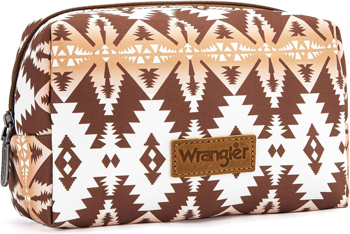 Waterproof Travel Makeup Bag with Aztec Print - Portable Cosmetic Organizer for Women