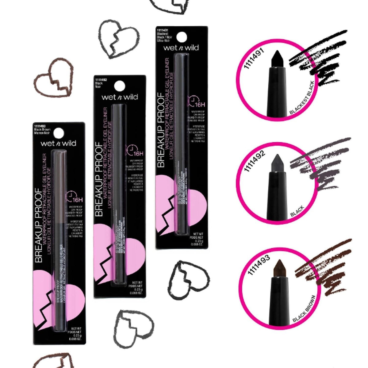 16-Hour Waterproof Retractable Eyeliner - Matte Black, Smudge-Proof