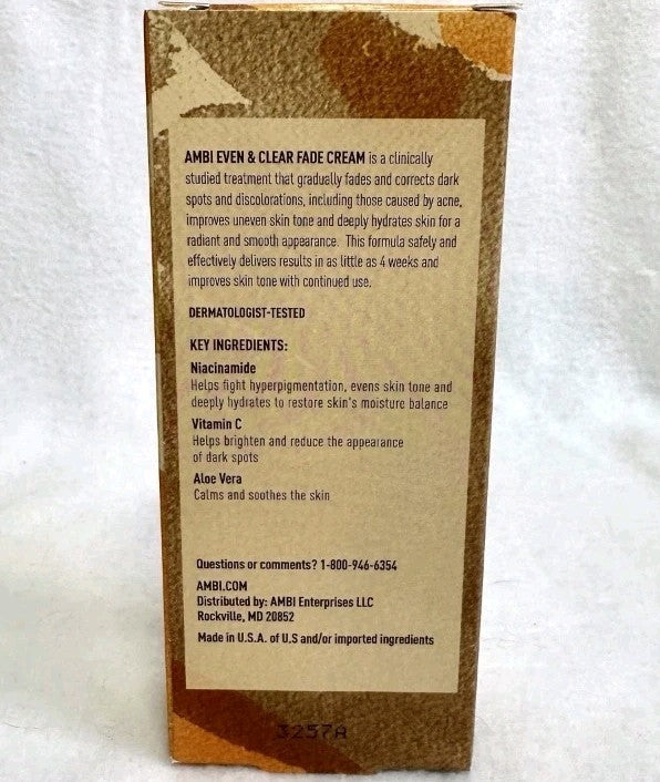 Ambi Even & Clear Fade Cream for Dark Spots - All Skin Types 1 Fl Oz