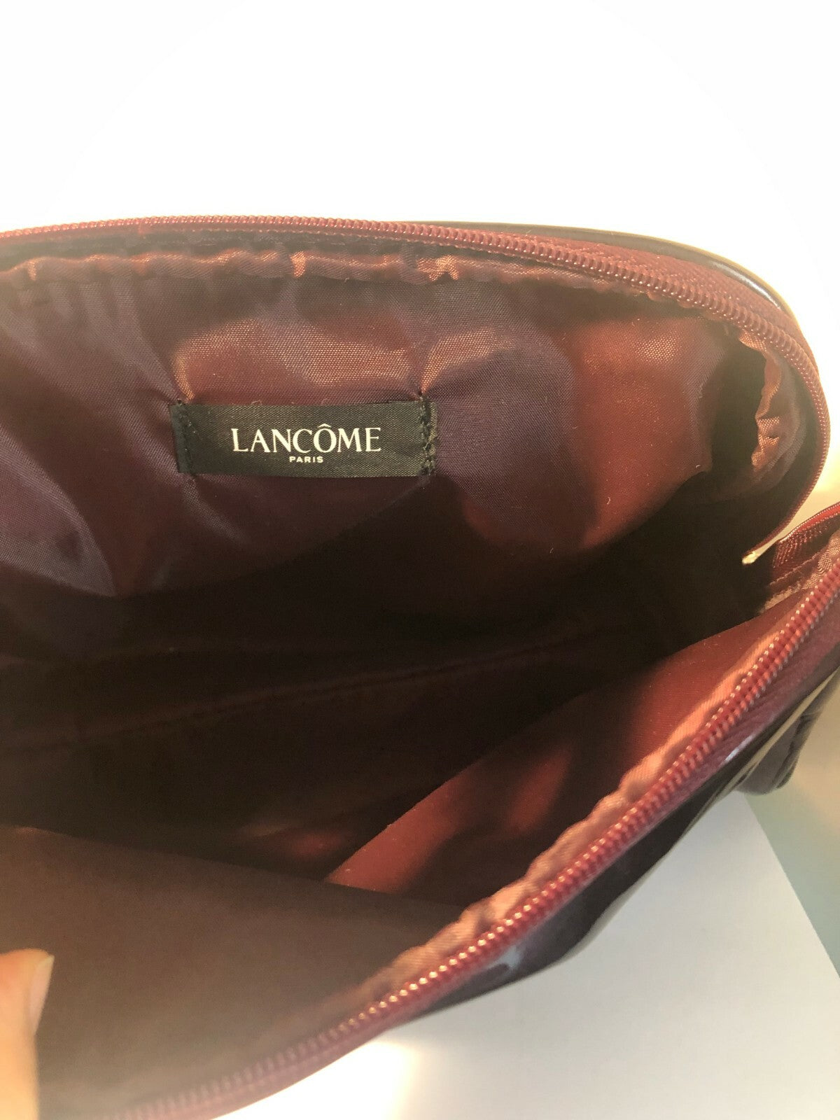 Purple Faux Leather Makeup Bag with Zipper for Cosmetics