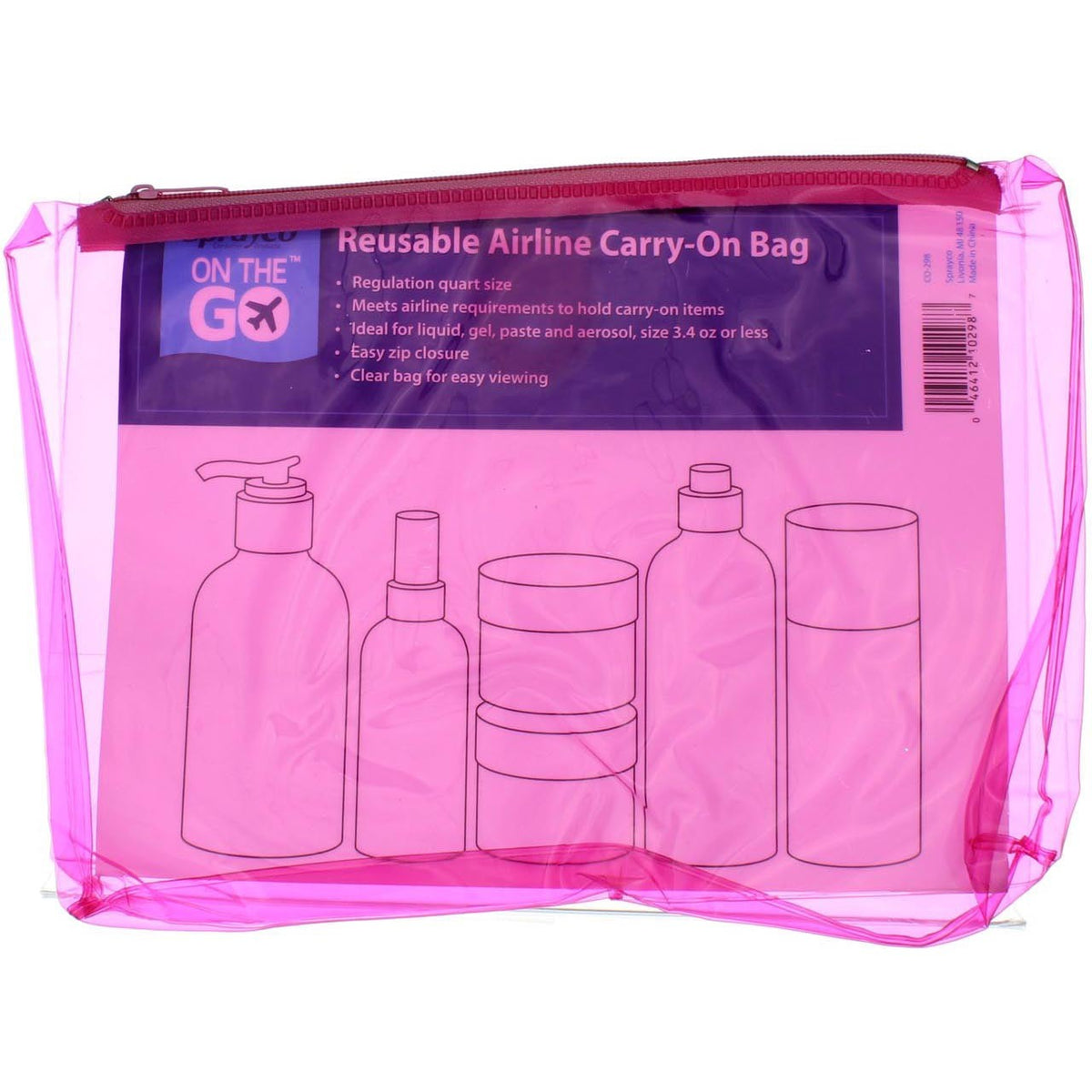 Reusable Airline Cosmetic Bag Set - 6 Pack Travel Toiletry Bags Fits in Carry-On