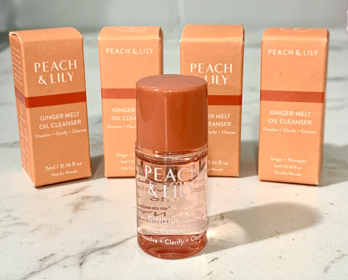 Mini Peach & Lily Ginger Melt Oil Cleanser Set - 4 Travel Sizes 0.16oz