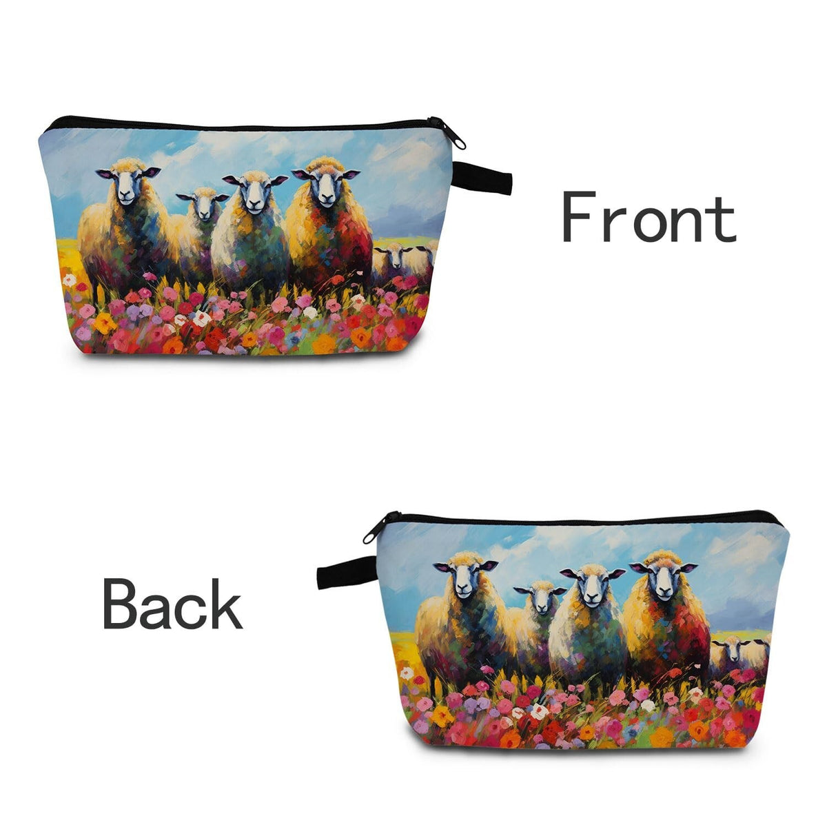 Sheep Print Makeup Bag for Women Travel Cosmetic Organizer Small Zipper Pouch