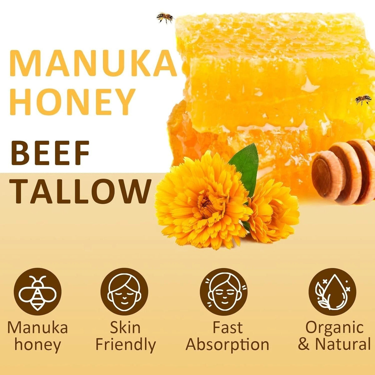 Natural Beef Tallow and Honey Face & Body Moisturizer - Sensitive Skin