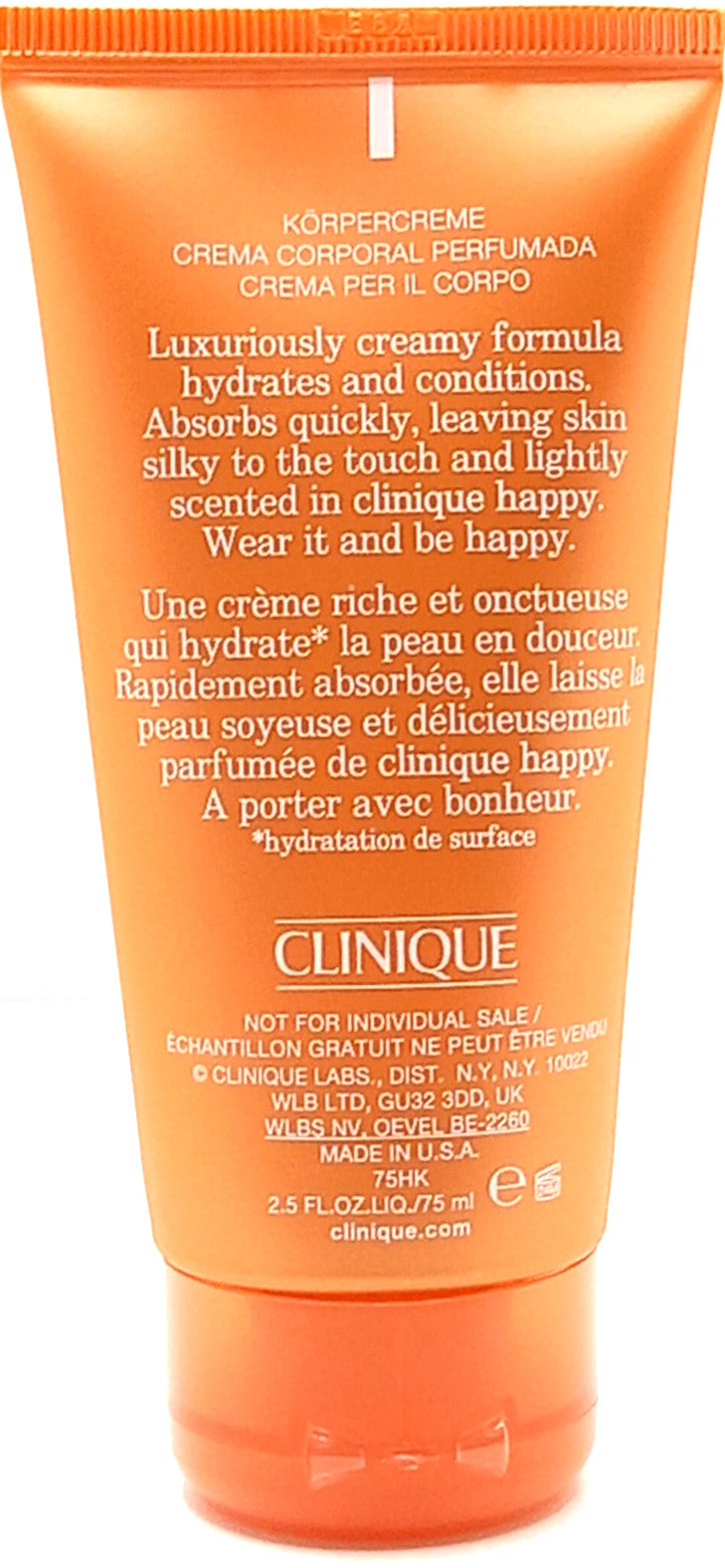 CLINIQUE HAPPY BODY CREAM FOR WOMEN 2.5 Oz / 75 ml TRAVEL SIZE!!!