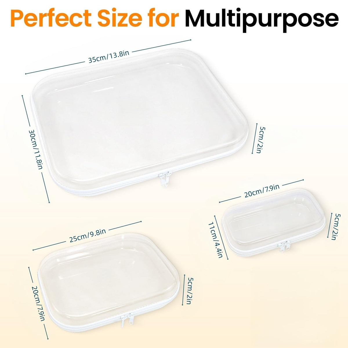 2 Pack Clear Hard Shell Travel Organizer Cases with Zipper