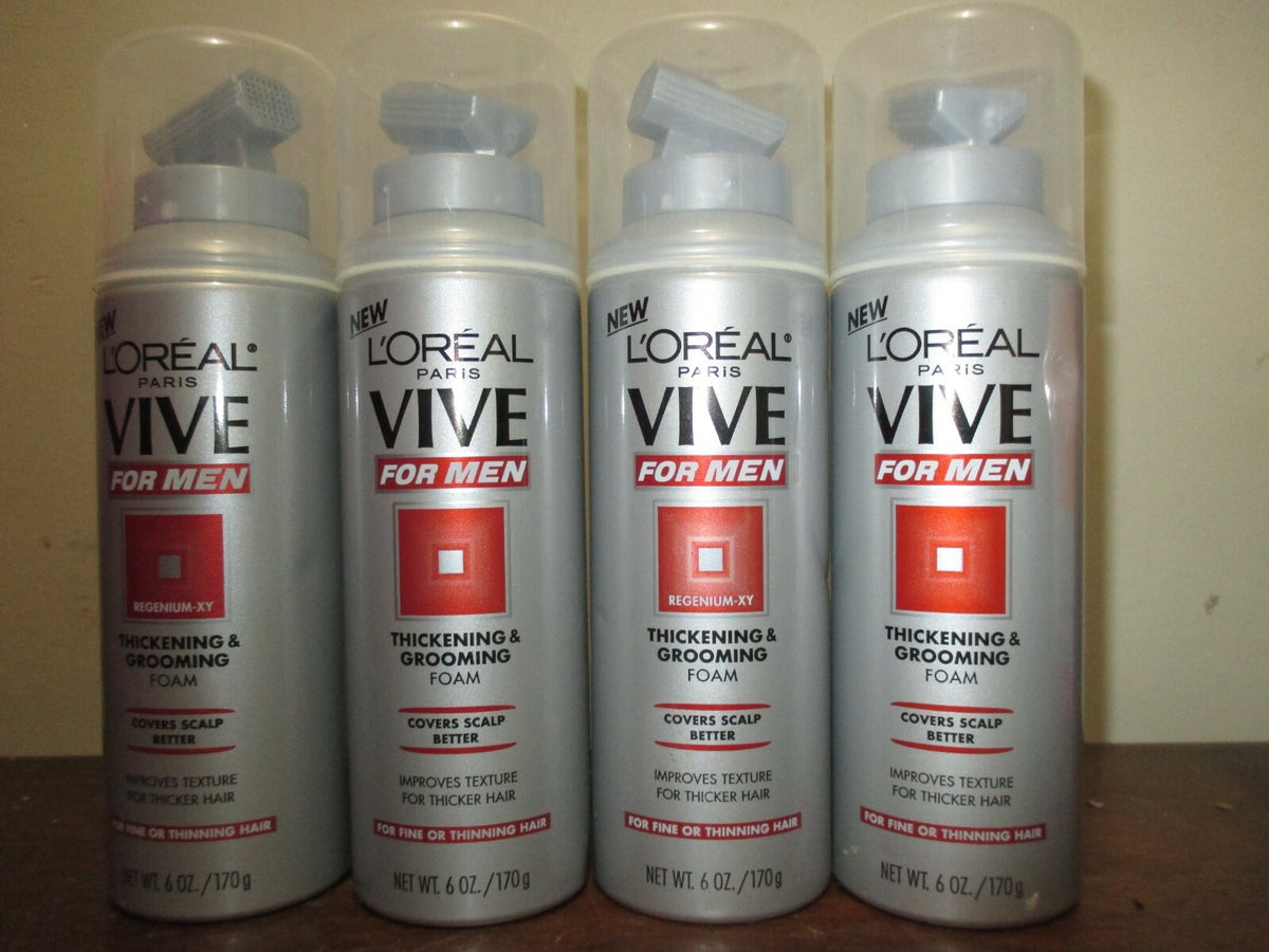 Lot of 4 L'oreal Vive for Men Thickening & Grooming Foam 6 oz each