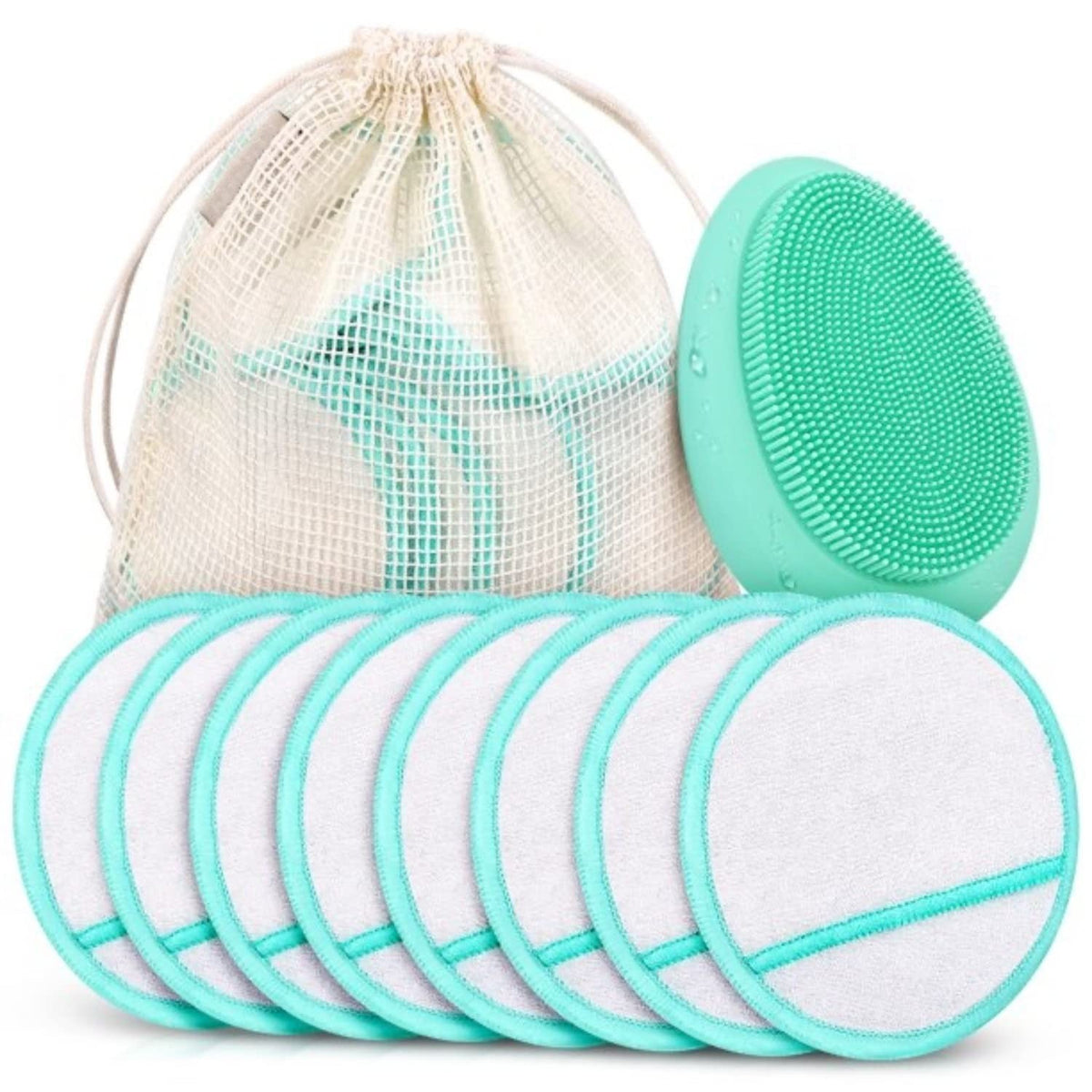 Reusable Makeup Remover Pads Set with Facial Cleansing Brush Storage Pouch