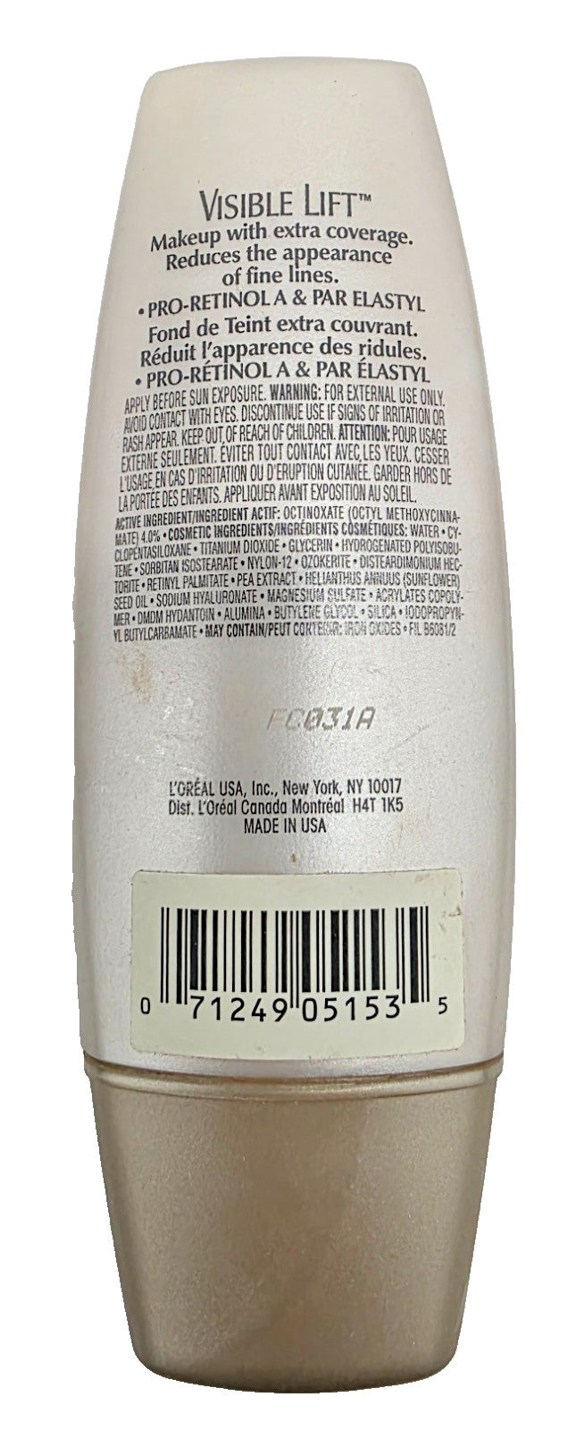 L'Oréal Visible Lift Extra Coverage Face Makeup Soft Ivory