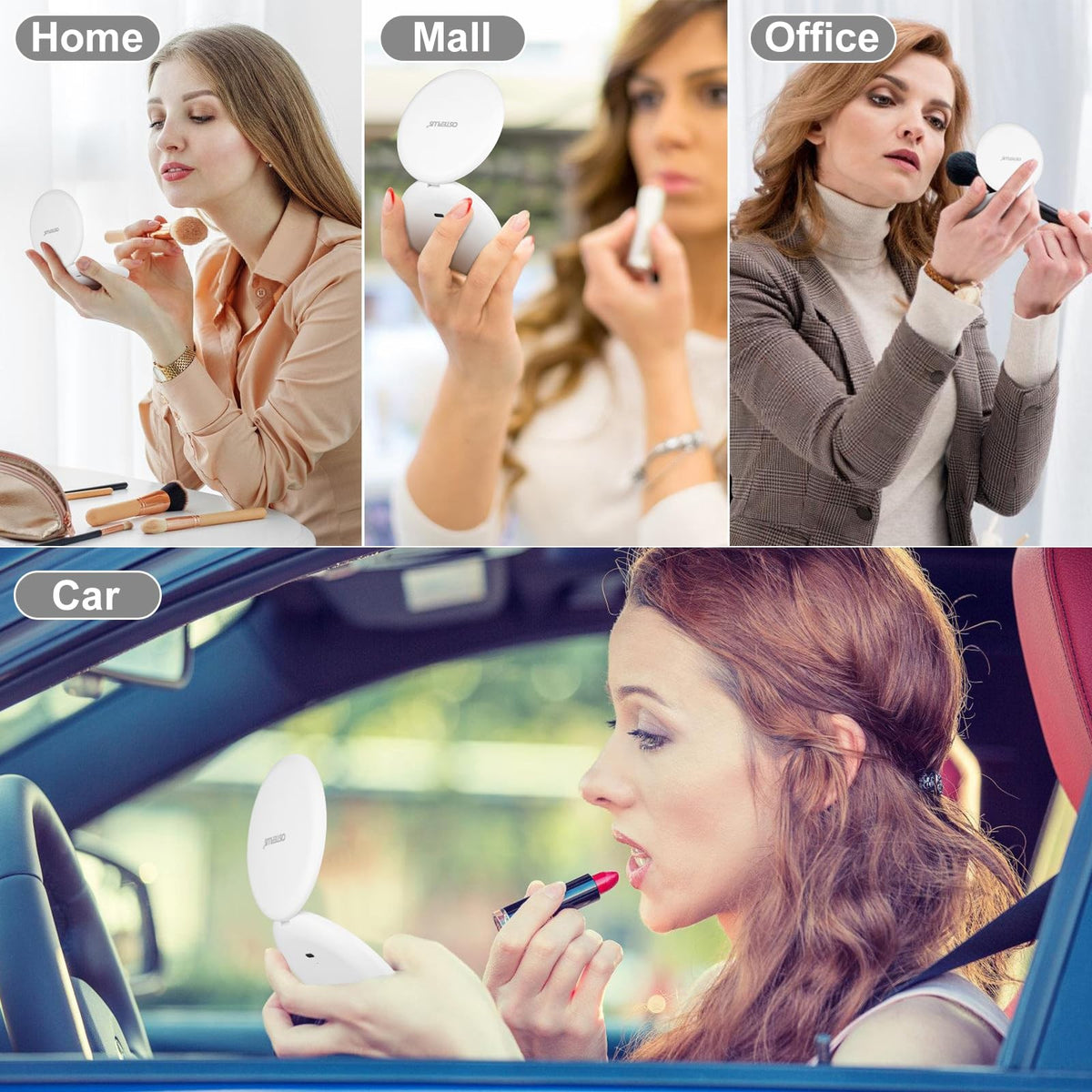 LED Compact Travel Mirror with 3X Magnification and Bright LED Lights