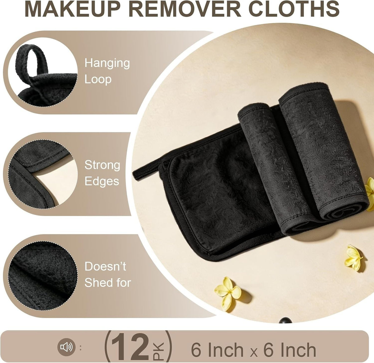 12 Pack Reusable Microfiber Makeup Remover Cloths – Gentle Face Towels for All Skin Types