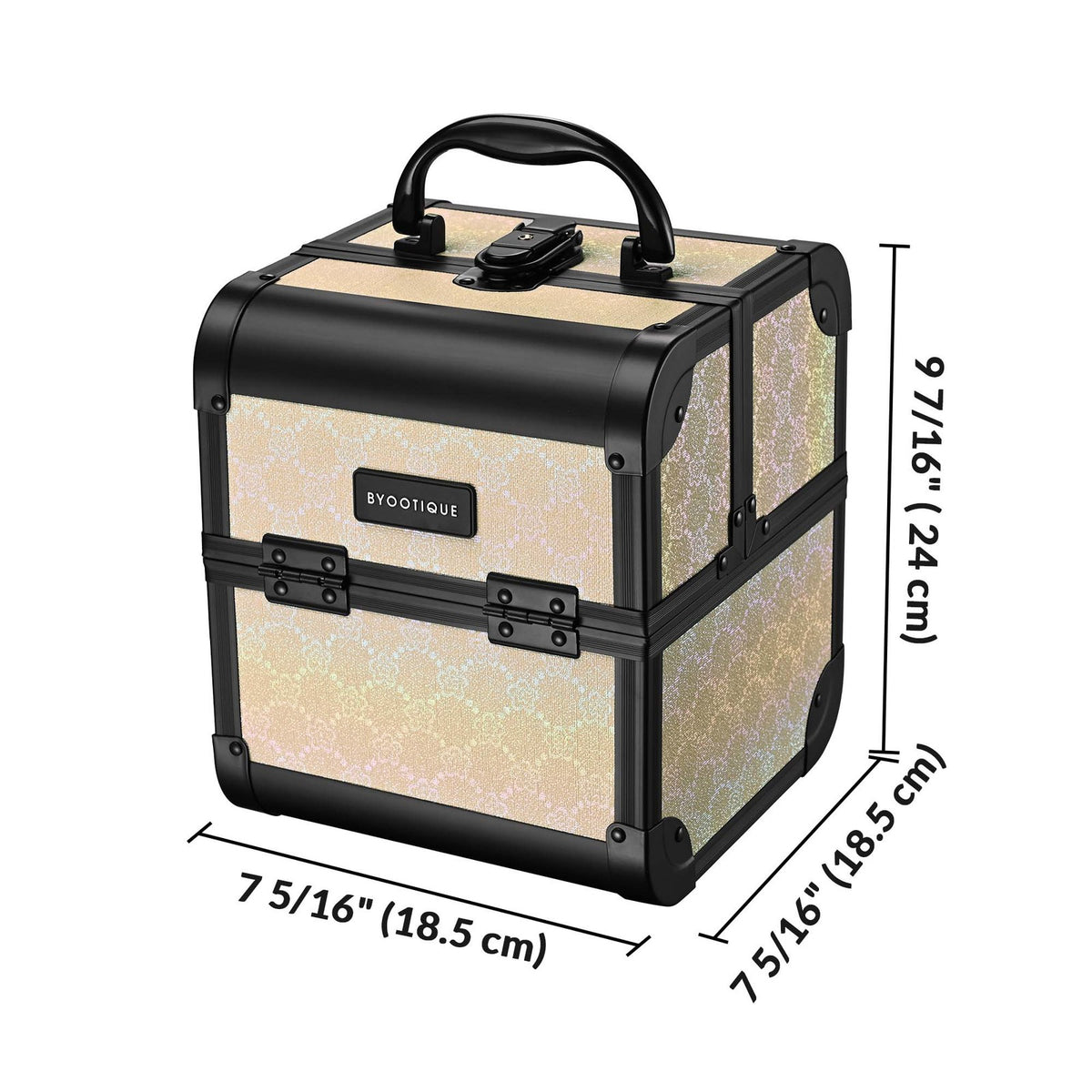 Makeup Train Case Organizer with Mirror 2-Tier Compact Storage