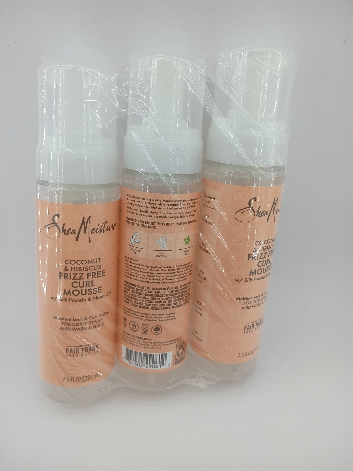Shea Moisture Curl Mousse - Frizz-Free Coconut Hibiscus, 7.5 oz, Pack of 3