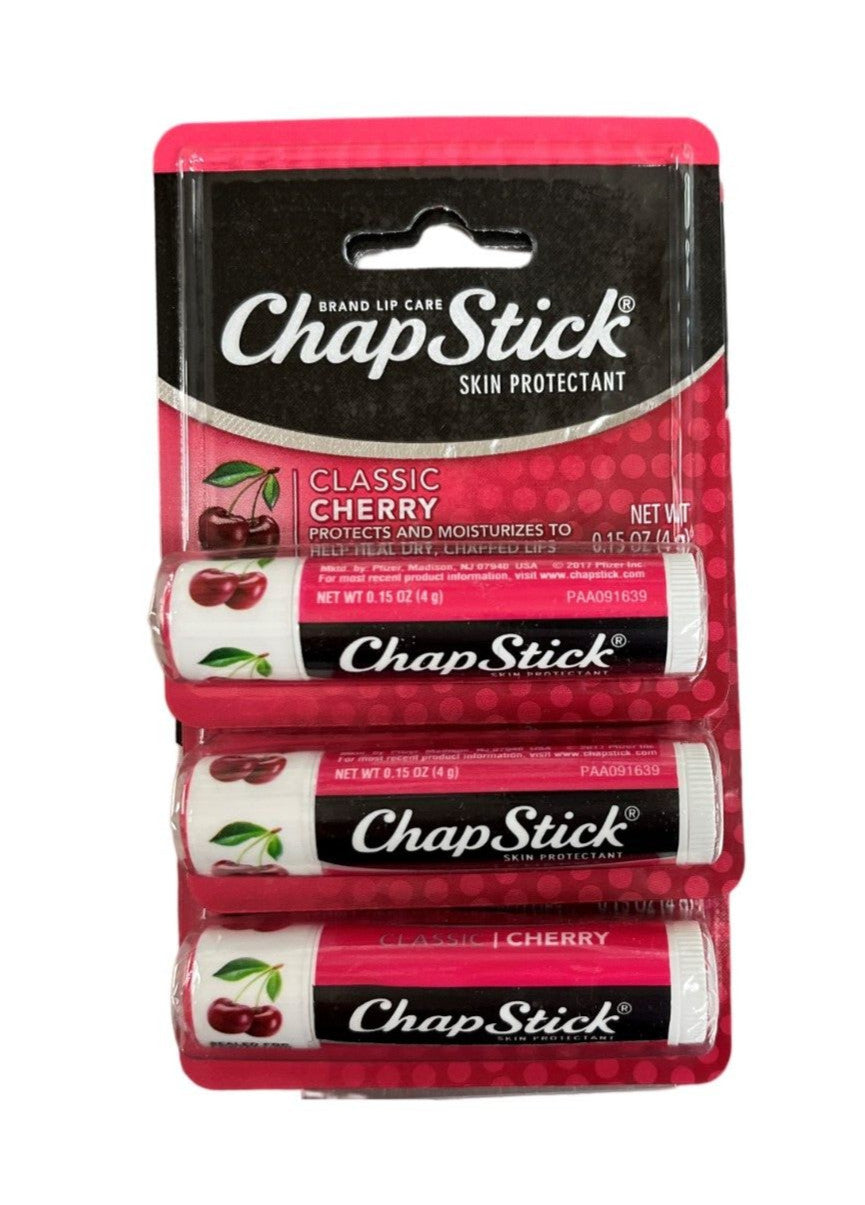 ChapStick Cherry Lip Balm Set - Classic Moisturizing Lip Care (3 Pack)