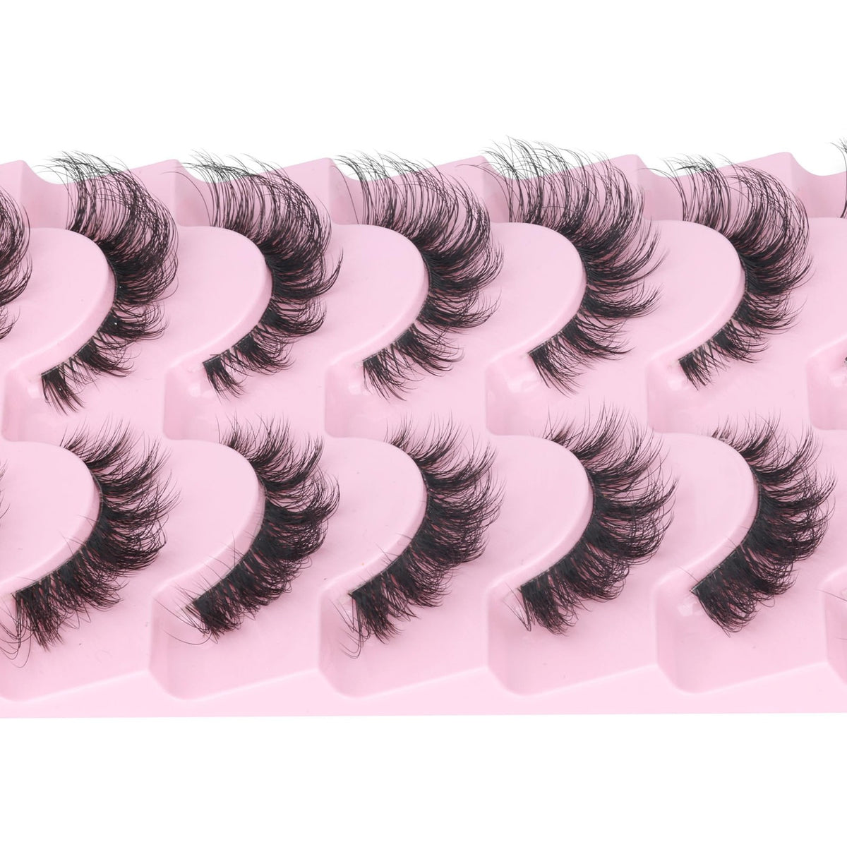 Wispy D Curl Cat Eye False Eyelashes 7 Pairs - Natural Look, Handmade