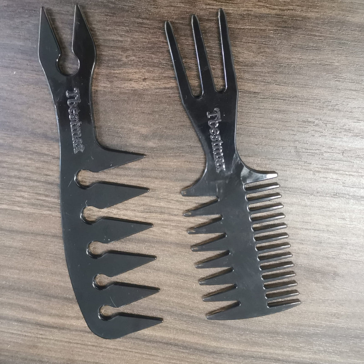 Hair Comb Styling Set Double-Side Tail Combs 2 Pieces - Black